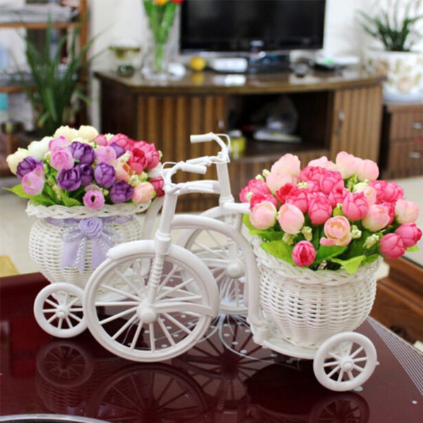 Vase pour fleurs sur vélo artificielles en rotin vase pour fleurs sur velo artificielles en rotin 6