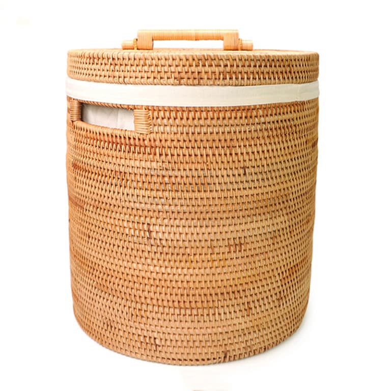 Relaxdays Panier à Linge, Couvercle, Optique Rotin, 90 Litres, HxLxP : 60 X 46 X 34 Cm, Marron