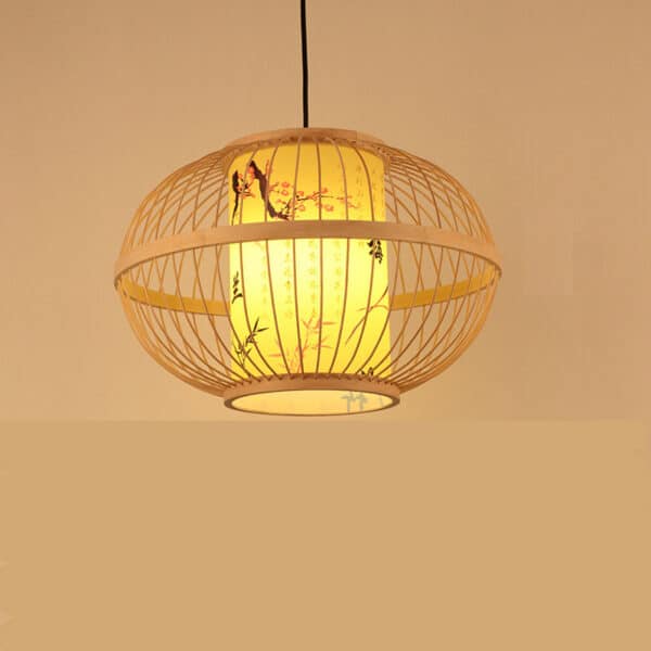 Lampe en bambou et rotin faite à la main à design créatif