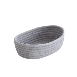 Panier de rangement ovale gris en corde de coton tissé de style nordique