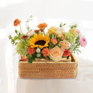 Panier de rangement rectangulaire en rotin et osier tissé à la main