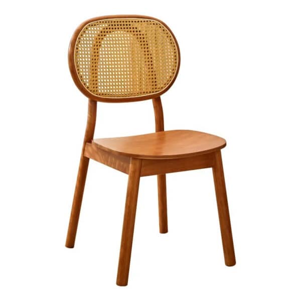 Chaise en Rotin et Bois Marron de Style Moderne