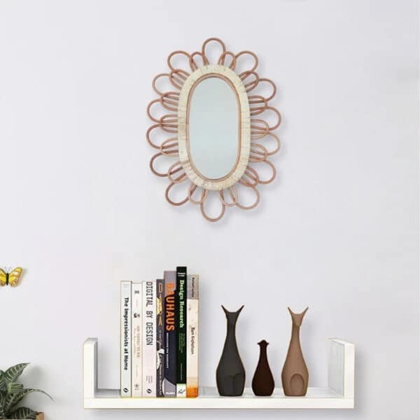 Miroir Rotin Mural de Forme Ovale miroir rotin mural forme ovale 01