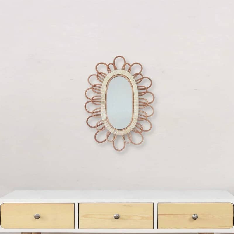 Miroir Rotin Mural de Forme Ovale Miroir Rotin Mural de Forme Ovale – Image 3