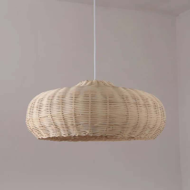 Lustre Suspendu En Rotin Et Résine Marblechic – Diamètre 55cm, Hauteur 45cm, Neuf