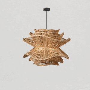 Lustre Effet Paille Style Nordique et Minimaliste sur fond gris