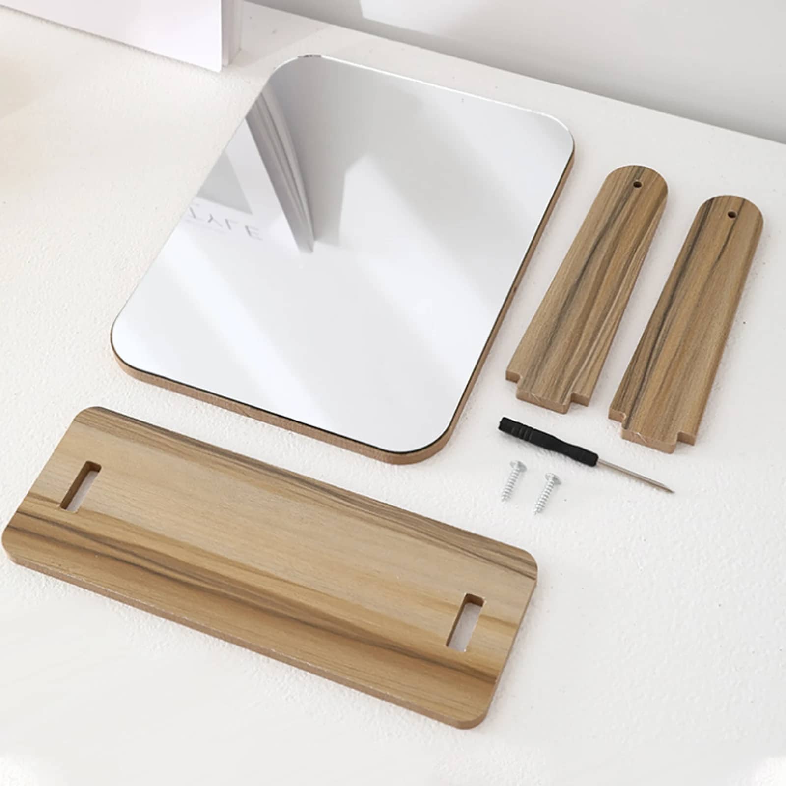 Miroir Bambou Rectangulaire et Rotatif avec Base Miroir Bambou Rectangulaire et Rotatif avec Base