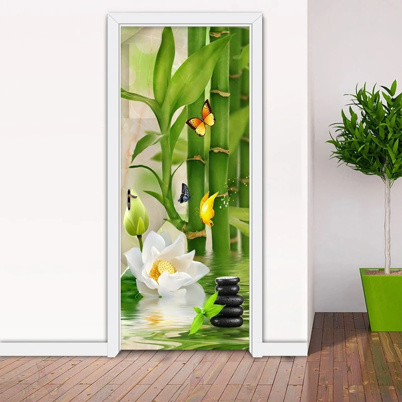 Papier Peint Imprimé Bambou et Fleur Imperméable en Vinyle Papier Peint Imprimé Bambou et Fleur Imperméable en Vinyle