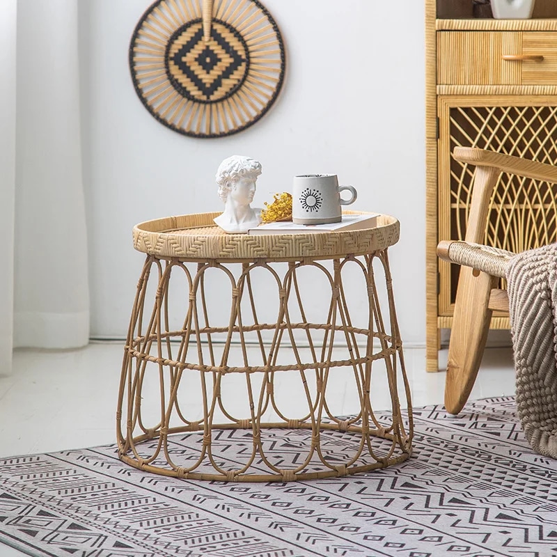 Table Basse en Osier Design et Tissée à la Main Table Basse en Osier Design et Tissée à la Main
