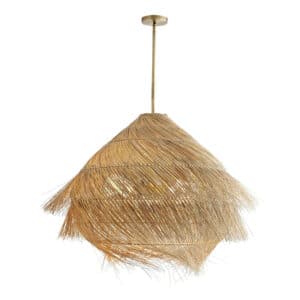 Suspension Effet Paille Design avec Trois LED sur fond blanc