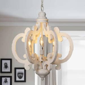 Lustre en Bois LED de Style Rétro dans une pièce