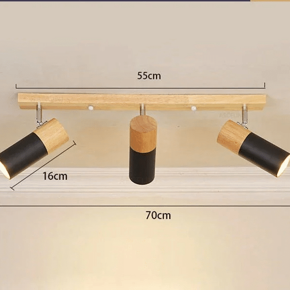 Plafonnier Bois LED de Style Moderne à Trois Têtes Plafonnier Bois LED de Style Moderne à Trois Têtes – Image 3