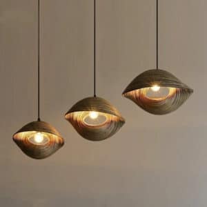 Lustre Effet Rotin en Forme de Coquillage sur fond gris