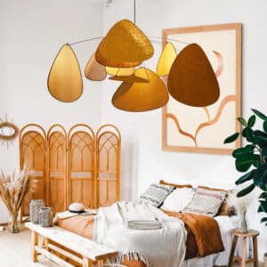 Lustre en Tissu à Pétales Flottants dans uen chambre