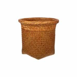 Poubelle Rotin Rétro Tissée à la Main sur fond blanc