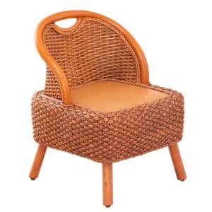 Tabouret Osier Moderne avec Dossier sur fond blanc
