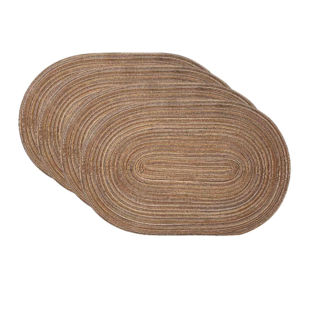 Lot de 4 Sets de Table Effet Paille Chics et Ovales Lot de 4 Sets de Table Effet Paille Chics et Ovales sur fond blanc