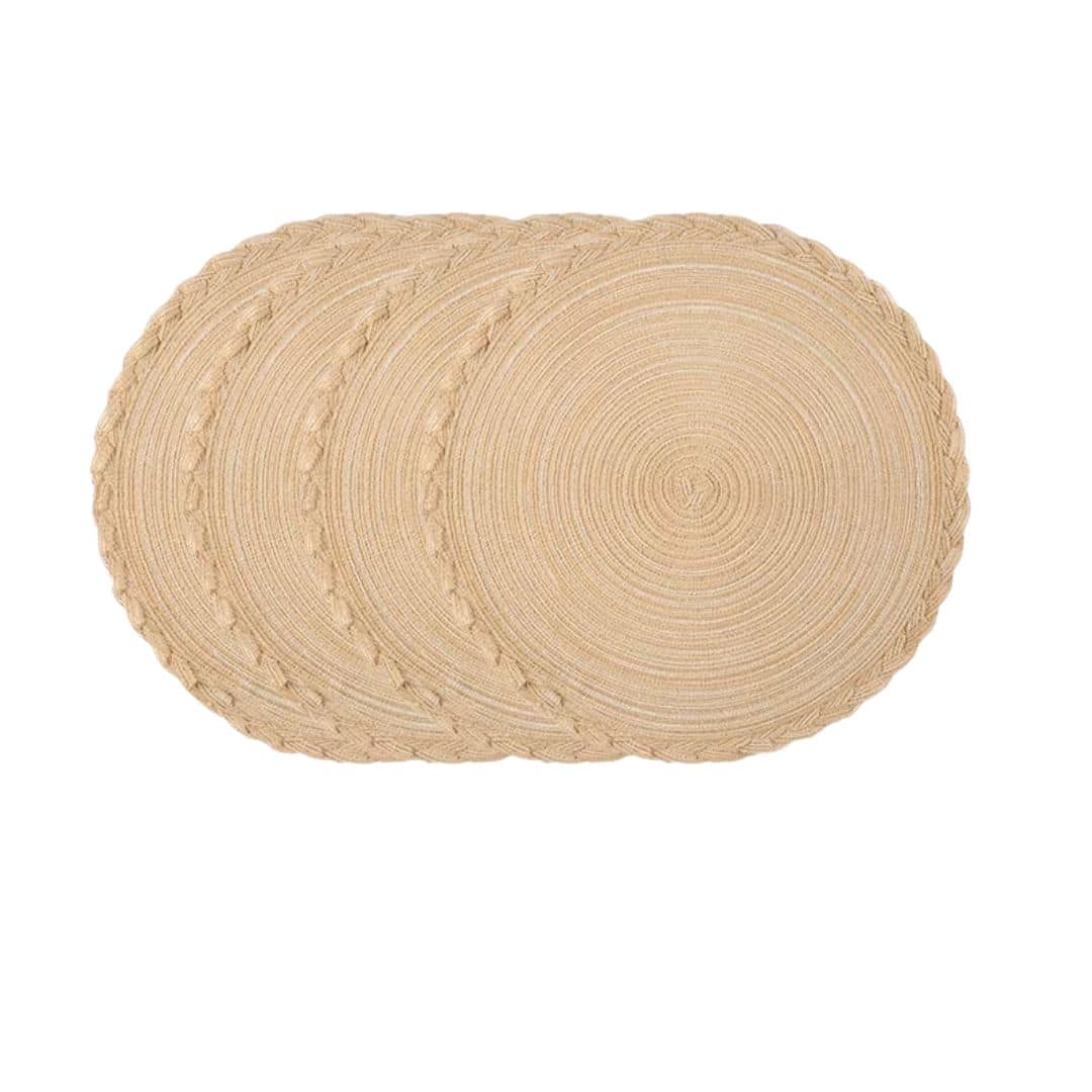 Lot de 4 Sets de Table Effet Paille Ronds Lot de 4 Sets de Table Effet Paille Ronds sur fond blanc
