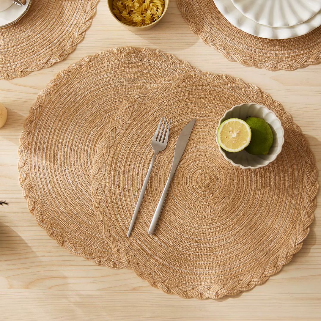 Lot de 4 Sets de Table Effet Paille Ronds Lot de 4 Sets de Table Effet Paille Ronds
