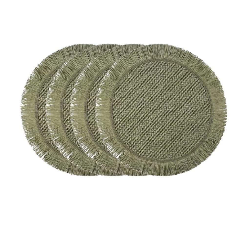 Lot de 4 Sets de Table Effet Paille de Style Pastoral sur fond blanc