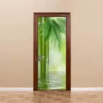 Papier Peint Bambou Vert pour Porte sur une porte