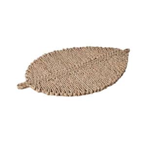 Set de Table Paille au Design de Feuille sur fond blanc