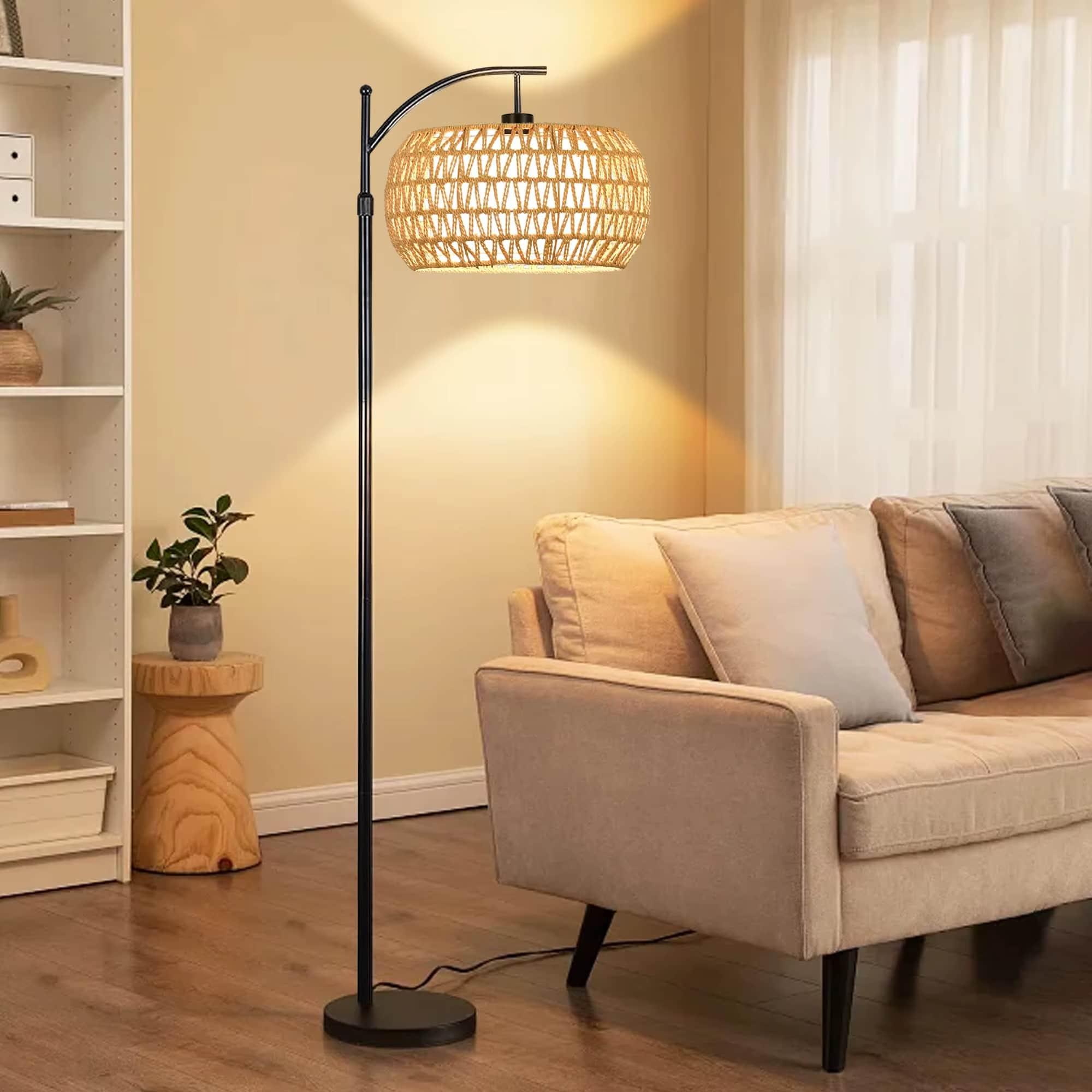 Lampadaire Rotin Bohème Lampadaire Rotin Bohème dans une pièce