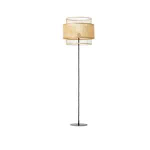 Lampadaire Rotin Japonais de Style Vintage sur fond blanc