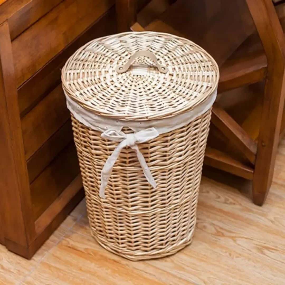 Panier à Linge Rotin et Coton Panier à Linge Rotin et Coton