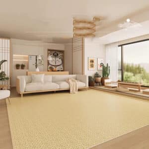 Tapis Rotin Carré à Motifs dans un salon